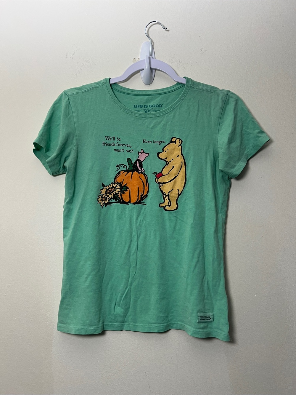 Life Is Good Mint Green Winnie the Pooh & Piglet Pumpkin Tee